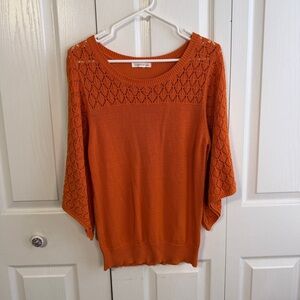 John Paul‎ Richard orange crochet bell sleeve sweater